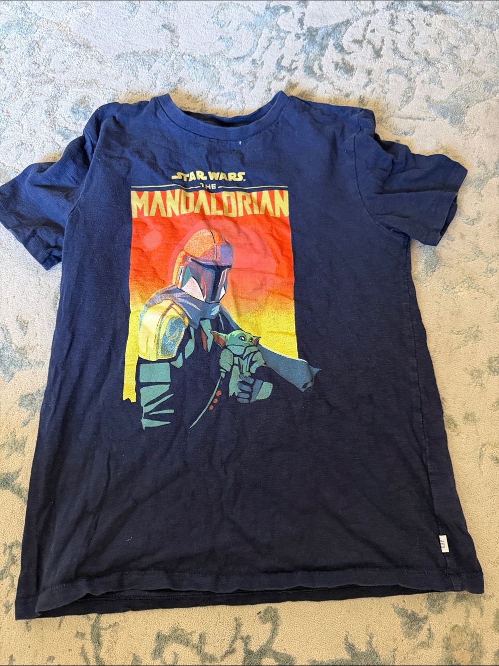 GAP Kids Navy The Mandalorian Graphic Tee with Yellow & Orange Print